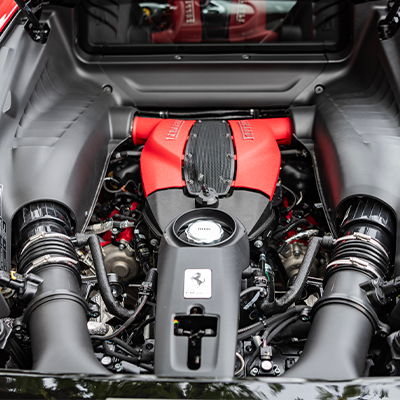 Up close view of ferrari engine