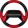Red and black car steering wheel, Wayne Ex Mobile Car Wash logo